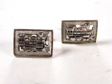 Vintage Silvertone Train Locomotive Engine Cufflinks by Shields 72215