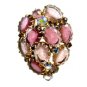 1950's Pink Purplish Aurora Borealis Rhinestones Brooch Earrings Unmarked 102014