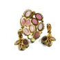 1950's Pink Purplish Aurora Borealis Rhinestones Brooch Earrings Unmarked 102014