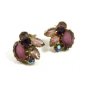 1950's Pink Purplish Aurora Borealis Rhinestones Brooch Earrings Unmarked 102014