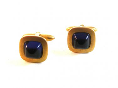 Vintage Gold Tone & Blue Cufflinks
