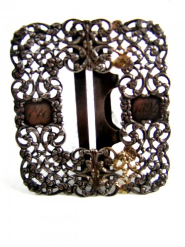 1894 Victorian Ladies Initials L.G.C. ???? Sterling Silver Belt Buckle