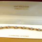 Sterling Silver 18Kt Gold Diamond Accent & Hearts Bracelet MIB