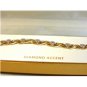 Sterling Silver 18Kt Gold Diamond Accent & Hearts Bracelet MIB