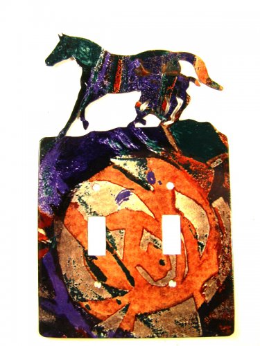 Mama & Colt Baby Horse Running Double Switch Outlet Cover Plate by LaZart