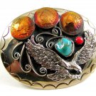 Southwest Handcrafted American Eagle 3 Pennys Turquoise Belt Buckle USA
