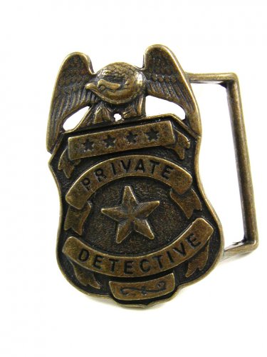 Vintage Brass Private Detective Belt Buckle 10242013