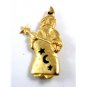 Goldtone & Black Wizard With Wand Brooch 8414