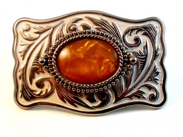 Vintage Silvertone & Stone or Plastic Western Cowboy Belt Buckle