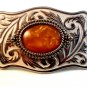 Vintage Silvertone & Stone or Plastic Western Cowboy Belt Buckle