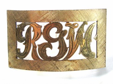 Vintage Handmade Goldtone Initial / Letters RGW Belt Buckle Unbranded 7715