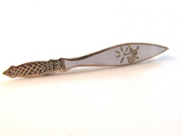Siam Sterling White Niello Dancer Lady Dagger Tie Clasp - a