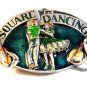 Vintage 1989 Enameled Square Dance Buckle Belt Buckle by Siskiyou