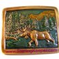 Vintage 1976 Indiana Metal Craft Enameled Moose Belt Buckle