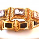Gorgeous Victorian Etruscan 800 Silver Gold Vermeil Cameos Bracelet