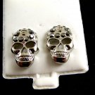 Skull w Black CZs Pierced Studs Earrings 12092013g