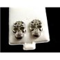 Skull w Black CZs Pierced Studs Earrings 12092013g