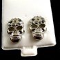 Skull w Black CZs Pierced Studs Earrings 12092013g