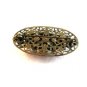 Vintage Brass ? Pink Glass & Pink Enamel Filigree Brooch 02032013dc