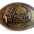 Vintage Solid Brass Schlitz World Globe Belt Buckle