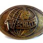 Vintage Solid Brass Schlitz World Globe Belt Buckle