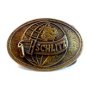 Vintage Solid Brass Schlitz World Globe Belt Buckle