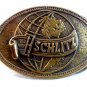 Vintage Solid Brass Schlitz World Globe Belt Buckle