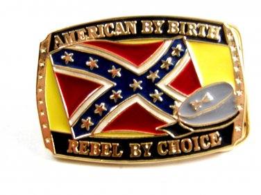 American By Birth Rebel By Choice Belt Buckle Made In USA
