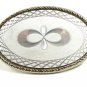 Unmarked Silvertone & White Belt Buckle 10292013