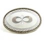 Unmarked Silvertone & White Belt Buckle 10292013