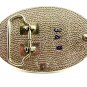 Unmarked Silvertone & White Belt Buckle 10292013