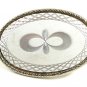Unmarked Silvertone & White Belt Buckle 10292013