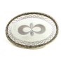Unmarked Silvertone & White Belt Buckle 10292013
