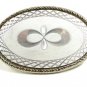 Unmarked Silvertone & White Belt Buckle 10292013