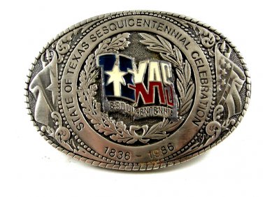 1985 Texas Sesquicentennial Celebration Silvertone Belt Buckle #11012013