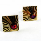 1960's-70's Goldtone & Flashy Iridescent Purple Cufflinks Not Marked 111414