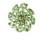 True Vintage Silvertone Light Green Rhinestones Brooch Unmarked 102014