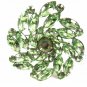 True Vintage Silvertone Light Green Rhinestones Brooch Unmarked 102014