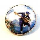Vintage Man in Blue Playing Mandolin Brooch