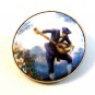 Vintage Man in Blue Playing Mandolin Brooch