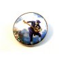 Vintage Man in Blue Playing Mandolin Brooch