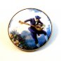 Vintage Man in Blue Playing Mandolin Brooch
