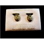 Vintage Damascene Birds Clip On Earrings on original Backing