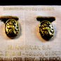 Vintage Damascene Birds Clip On Earrings on original Backing