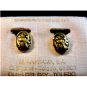 Vintage Damascene Birds Clip On Earrings on original Backing