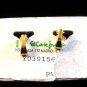 Vintage Damascene Birds Clip On Earrings on original Backing
