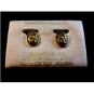 Vintage Damascene Birds Clip On Earrings on original Backing