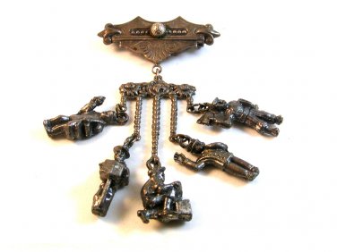 Vintage Charm Holder w/ Policeman Newspaper Boy etc Brooch