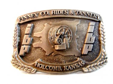 Vintage Finney Co. Hides & Tannery Holcomb, Kansas Belt Buckle