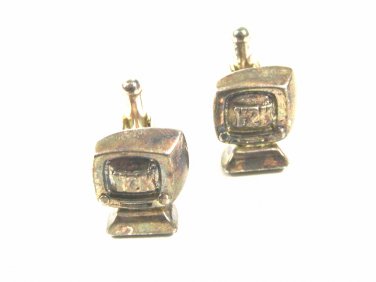 Silvertone Y2K Computer Cufflinks Unmarked 102114